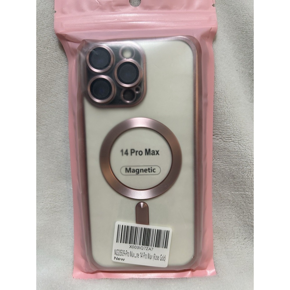 iPhone 14 Pro Max Magnetic Case Rose Gold Clear Camera Lens Cover New